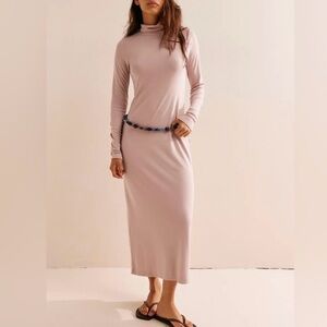 FREE PEOPLE Good Feels Mockneck Midi Dress in Lilac Smoke